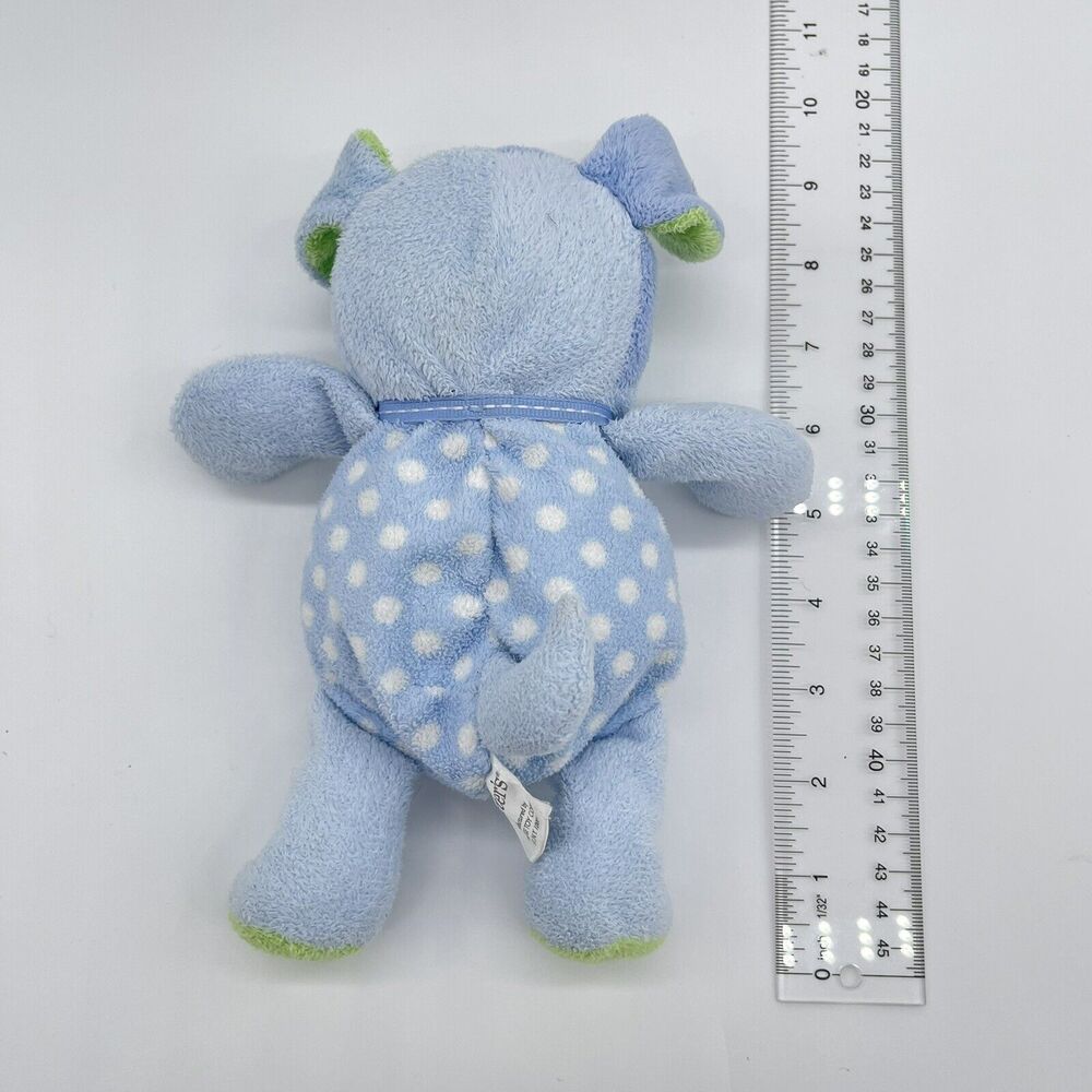 Carters Prestige Toy 7" Blue Green Polka Dot Puppy Dog Baby Plush Barking - Picture 8 of 9